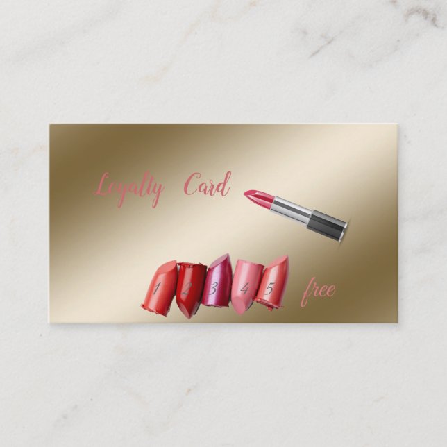 Elegant Faux Gold, Lipstick Loyalty Card (Front)