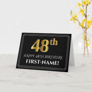 Elegant Faux Gold Look "48th" Birthday + Name Card