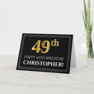 Elegant Faux Gold Look "49th" Birthday + Name Card