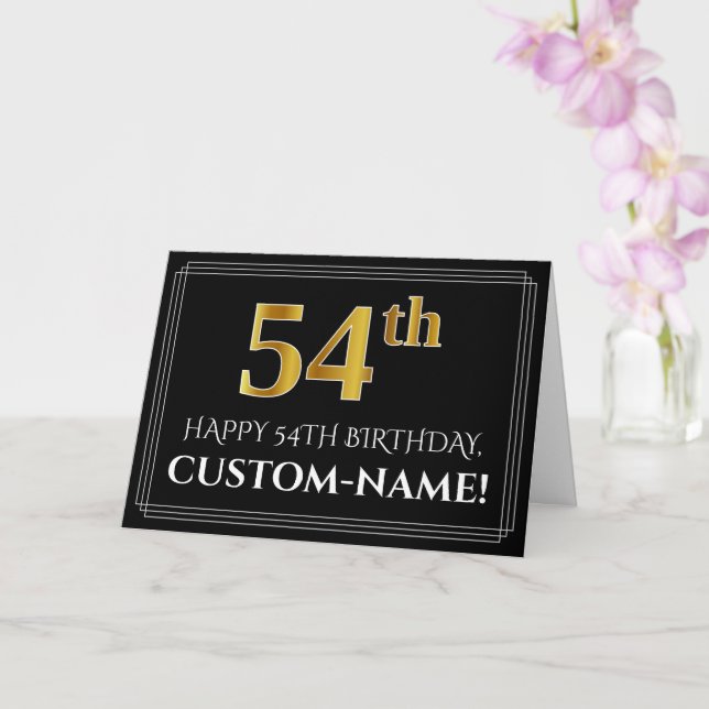 Elegant Faux Gold Look "54th" Birthday + Name Card (Orchid)
