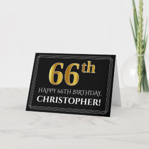Elegant Faux Gold Look "66th" Birthday + Name Card