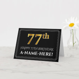 Elegant Faux Gold Look "77th" Birthday + Name Card