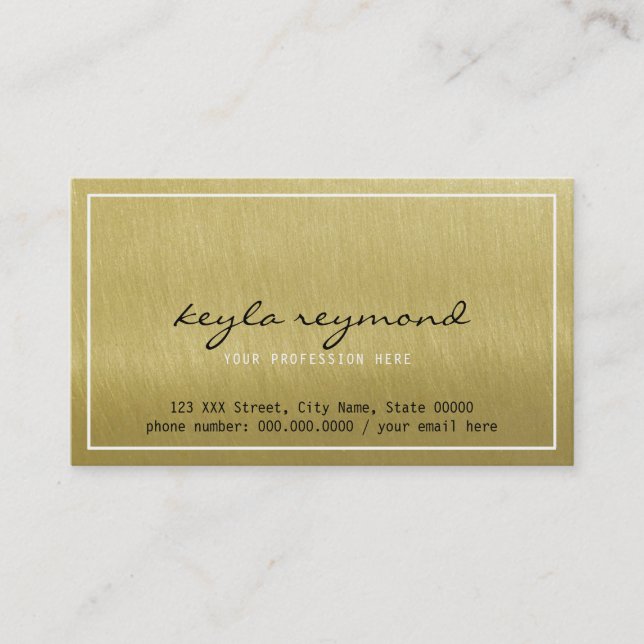 elegant faux gold luxe presentation business card (Front)