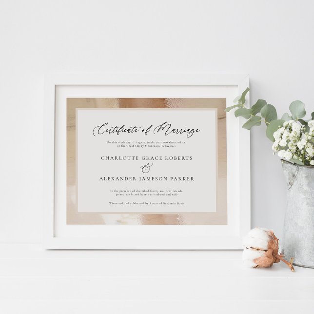 Elegant Faux Gold Marriage Certificate Poster (Creator Uploaded)