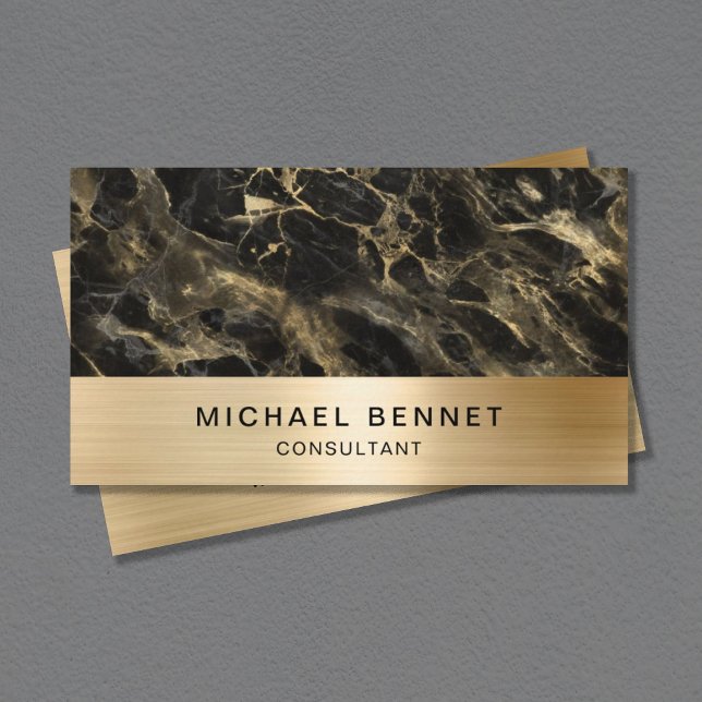 Elegant Faux Gold Metallic Black Marble Consultant Business Card (Creator Uploaded)