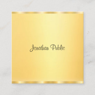Elegant Faux Gold Modern Handwritten Script Trendy Square Business Card