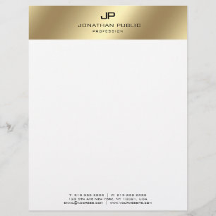 Elegant Faux Gold Modern Monogram Basic Template Custom Letterhead