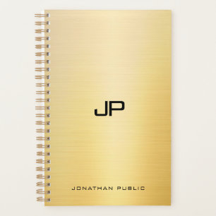 Elegant Faux Gold Modern Monogram Name Template Planner