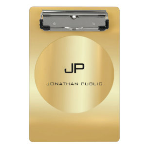 Elegant Faux Gold Modern Monogram Template Mini Clipboard