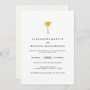 Elegant Faux Gold Palm Tree Wedding Invitation