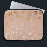 elegant faux gold pineapple pattern polka dots laptop sleeve<br><div class="desc">Stylish and trendy faux gold pineapple and polka dots pattern of a light dusty pink background.</div>