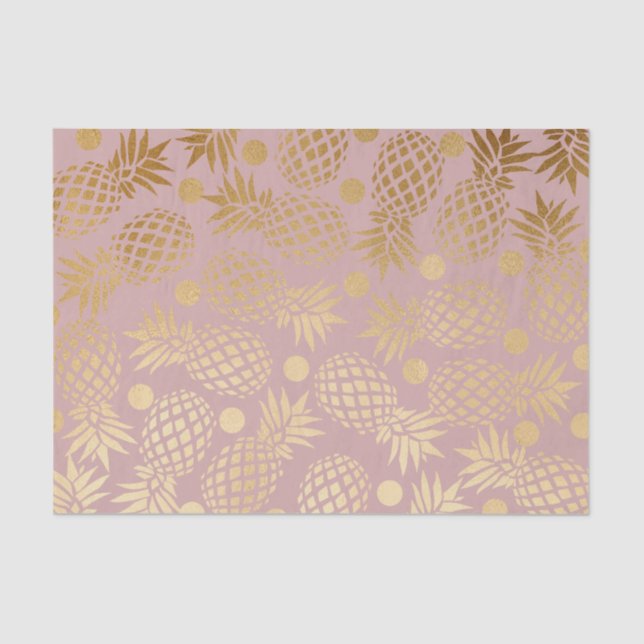 elegant faux gold pineapple pattern polka dots tissue paper (Front)