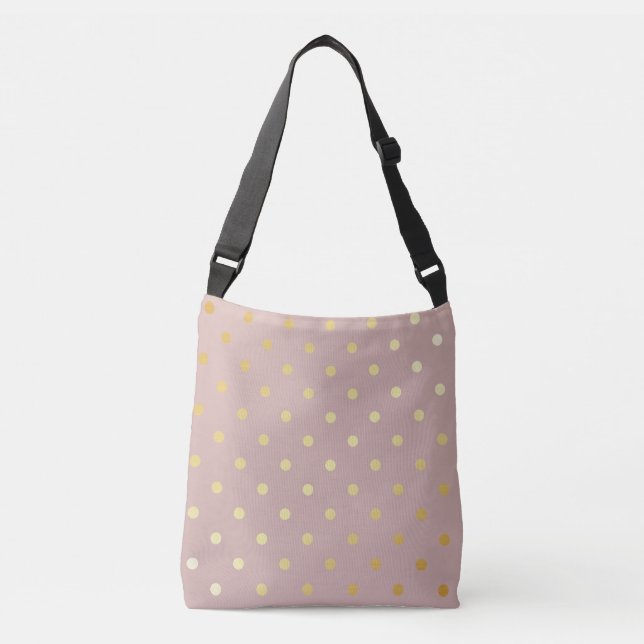 elegant faux gold pink polka dots crossbody bag (Front)
