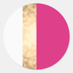 elegant faux gold pink white stripes classic round sticker
