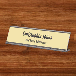 Elegant Faux Gold Professional Classy Office Title Desk Name Plate