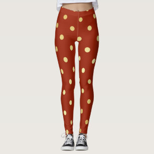 elegant faux gold red polka dots leggings
