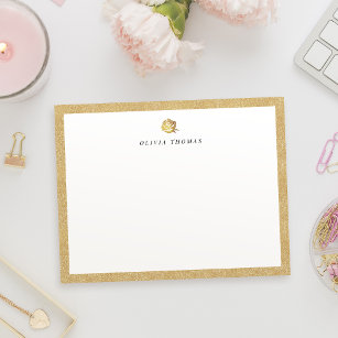 Elegant faux gold rose personalised Stationery Card
