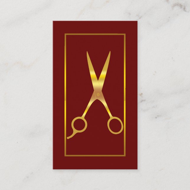 Elegant faux gold scissors chic Hair stylist Business Card (Front)