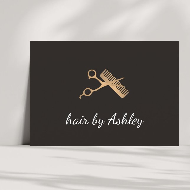Elegant Faux Gold Scissors Comb Hair Stylist Business Card (Creator Uploaded)