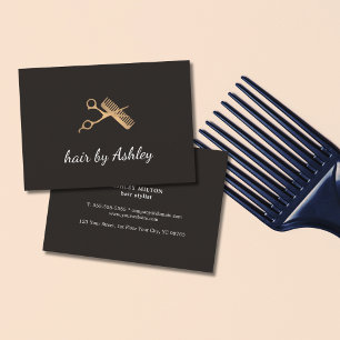 Elegant Faux Gold Scissors Comb Hair Stylist Business Card