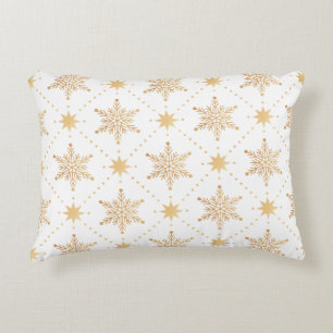 Elegant Faux Gold Snowflakes Christmas Patttern Decorative Cushion