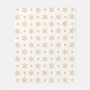 Elegant Faux Gold Snowflakes Christmas Patttern Fleece Blanket