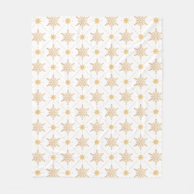 Elegant Faux Gold Snowflakes Christmas Patttern Fleece Blanket (Front)