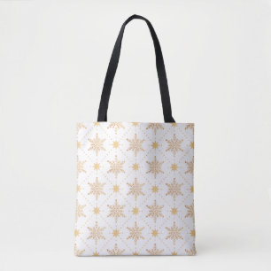 Elegant Faux Gold Snowflakes Christmas Patttern Tote Bag