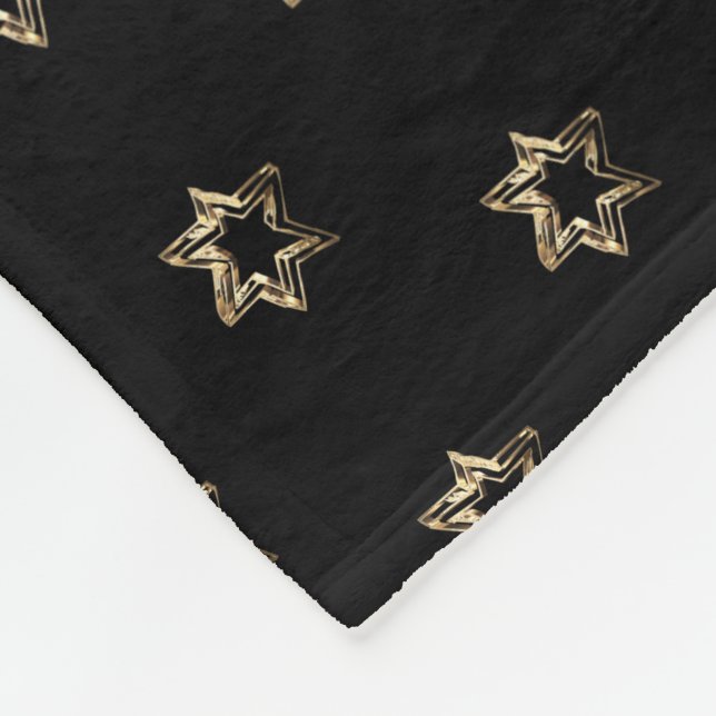 Elegant Faux Gold Stars Pattern Christmas Fleece Blanket (Corner)