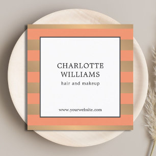 Elegant Faux Gold Stripes Beauty Consultant Square Business Card