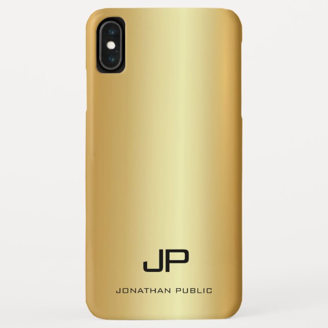Elegant Faux Gold Template Modern Monogram Name Case-Mate iPhone Case (Back)