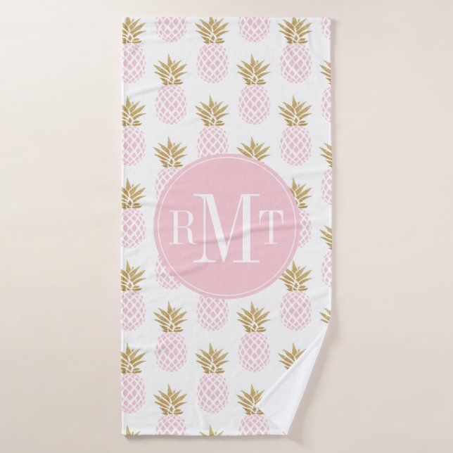 Elegant faux gold tropical pineapple pattern bath towel set (Bath Towel)