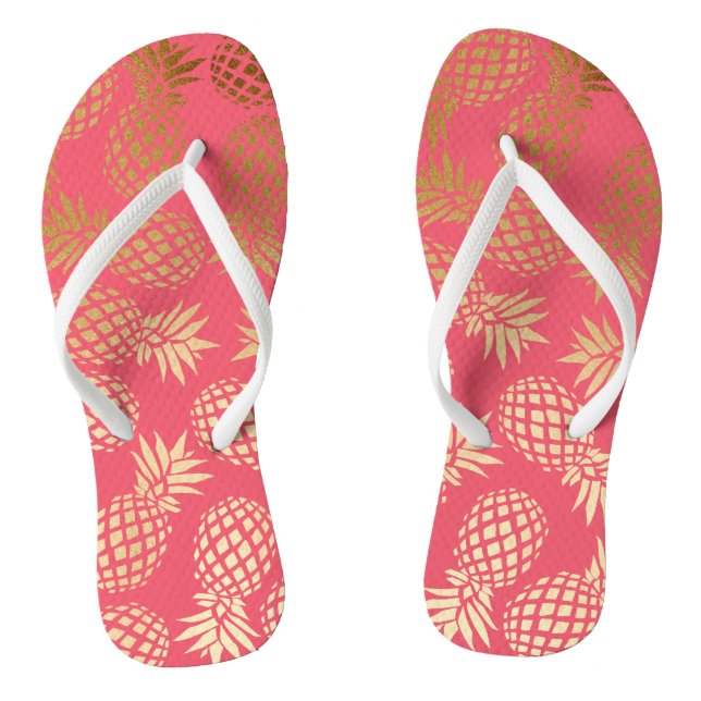elegant faux gold tropical pineapple pattern jandals (Footbed)