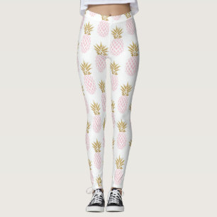 Elegant faux gold tropical pineapple pattern leggings