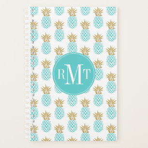Elegant faux gold tropical pineapple pattern planner