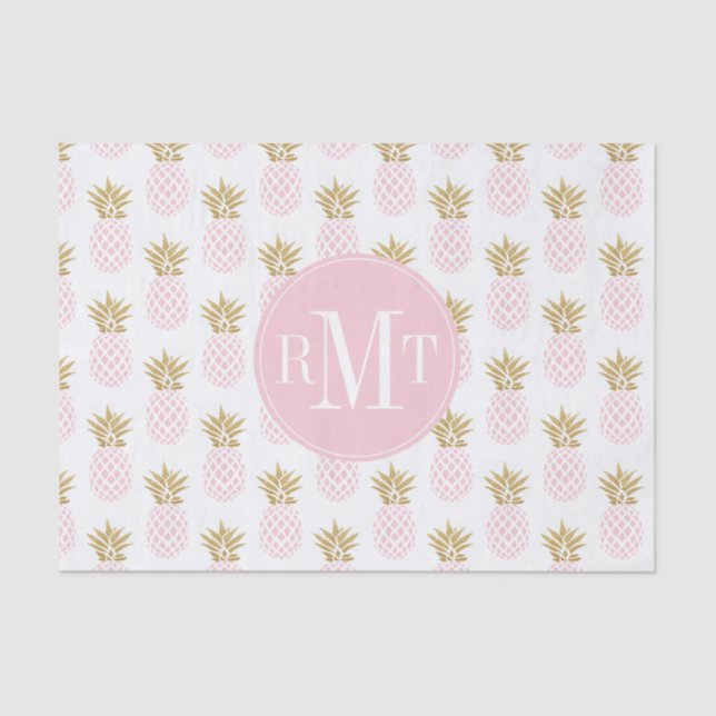 Elegant faux gold tropical pineapple pattern tissue paper (Front)