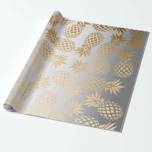 elegant faux gold tropical pineapple pattern wrapping paper