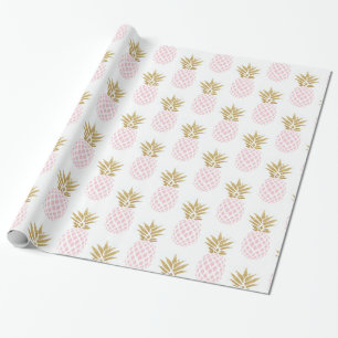 Elegant faux gold tropical pineapple pattern wrapping paper