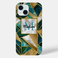 Elegant faux gold turquoise geometric