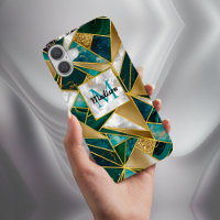 Elegant faux gold turquoise geometric