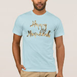 Elegant Faux Gold Typography Happy Hanukkah T-Shirt<br><div class="desc">Faux Gold Typography Elegant Happy Hanukkah Party Shirt</div>
