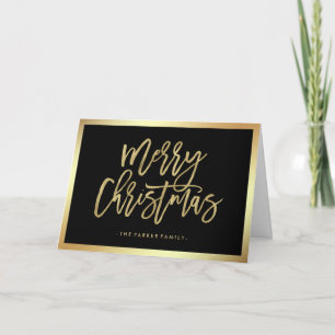 Elegant Faux Gold Typography   Merry Christmas Holiday Card