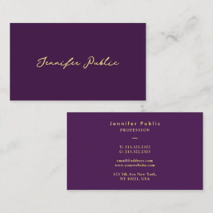 Elegant Faux Gold Typography Script Text Purple Business Card