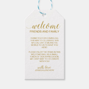 Elegant Faux Gold Wedding Welcome Gift Basket Bag Tags