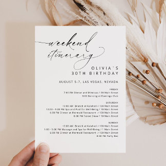 Elegant Faux Gold Weekend Birthday Itinerary  Invitation