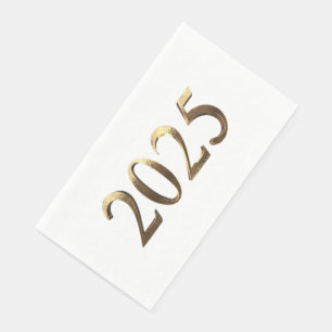 Elegant Faux Golden Numbers Happy New Year 2025 Napkin