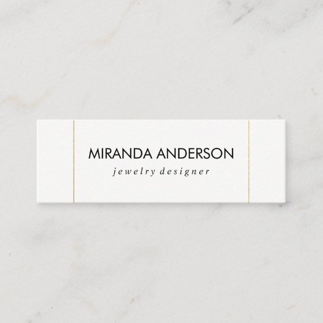 Elegant Faux Golden Trim Mini Business Card (Front)