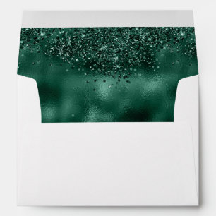 Elegant Faux Green Glitter and Foil Wedding Envelope