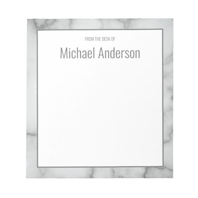 Elegant Faux Grey Marble From the Desk of Notepad (Front)