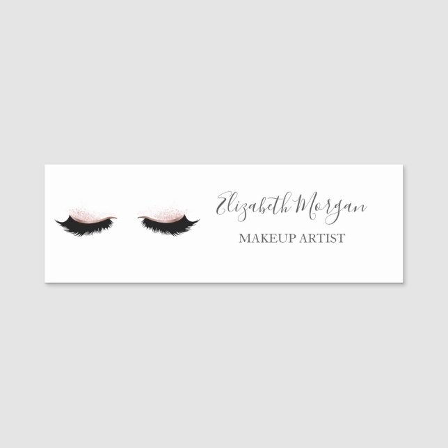 Elegant  Faux Lashes, Makeup artist Name Tag (Front)